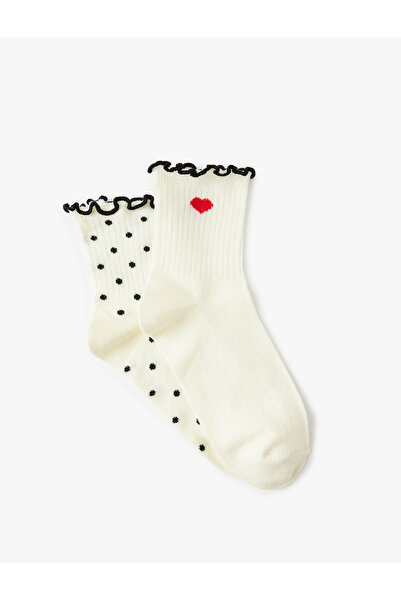 Koton Σετ 2 κάλτσες πουά με σχέδιο καρδιά