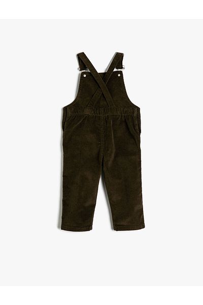 Koton Velvet Jumpsuit Corded Cotton with Pocket and Button Detail