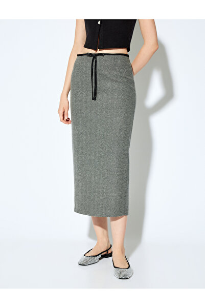 Koton X Melis Ağazat – Midi-Bleistiftrock mit Schlitz und Schleifendetail