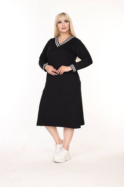 ZTO Women's Large Size Strip Detail Dress