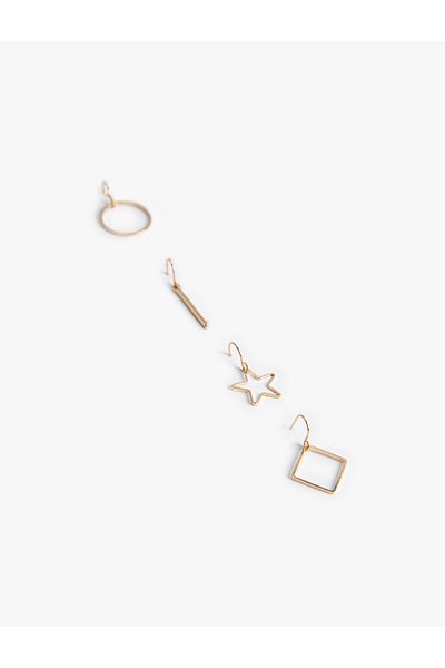 Koton Geometric Steel Mixed Set of 4 Dangle Earrings