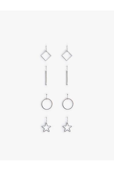 Koton Geometric Steel Mixed Set of 4 Dangle Earrings