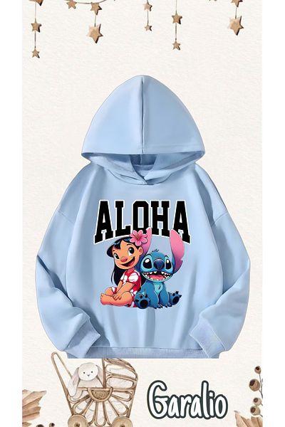 Garalio Aloha Stitch Printed Hooded Children's Sweatshirt