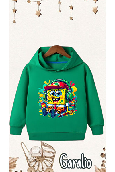 Garalio سويت شيرت بغطاء للرأس مطبوع عليه سبونج بوب للأطفال