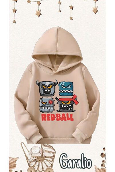 Garalio سويت شيرت بغطاء للرأس مطبوع عليه كرة حمراء للأطفال
