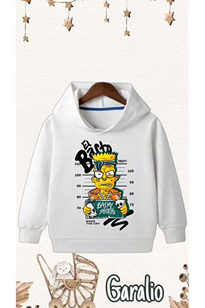 Garalio سويت شيرت أطفال بغطاء للرأس مطبوع عليه EL BARTO SIMPSON