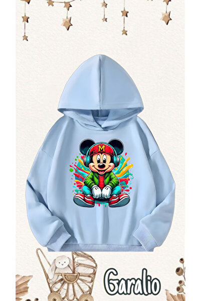 Garalio MİCKEY MOUSE BASKILI KAPÜŞONLU ÇOCUK SWEATSHİRT