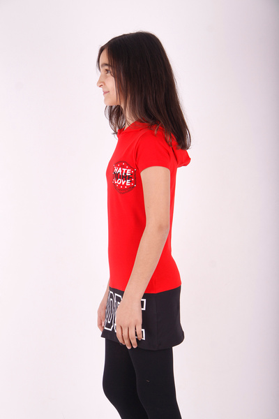 Toontoy Tricou pentru fetiță cu glugă cu imprimeu