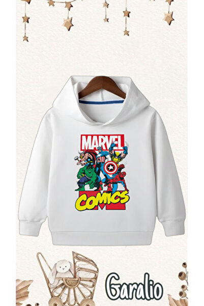 Garalio سويت شيرت بغطاء للرأس مطبوع عليه مارفل للأطفال