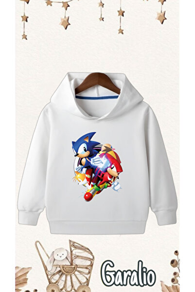 Garalio سويت شيرت بقلنسوة للأطفال مطبوع عليه سونيك