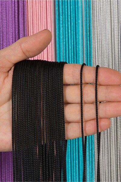 Saççax Exclusive Siyah Renk Düz Kalın Zincir Serisi İp Perde