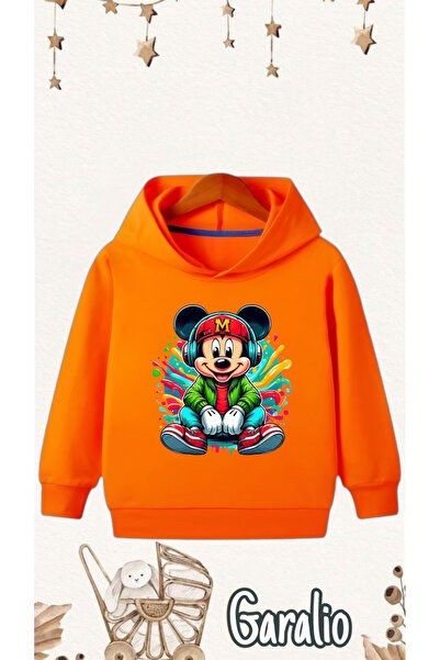 Garalio Hanorac pentru copii cu imprimeu Mickey Mouse și glugă