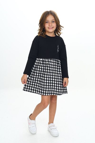 Toontoy Girl's Skirt Plaid Flounce Printed Dress