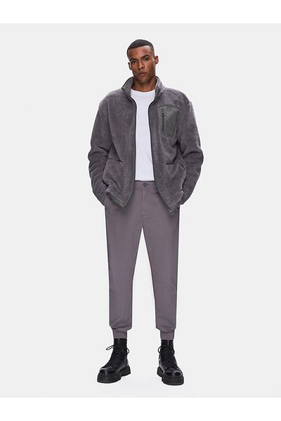 Ltb Stand Collar Solid Gray Jacket
