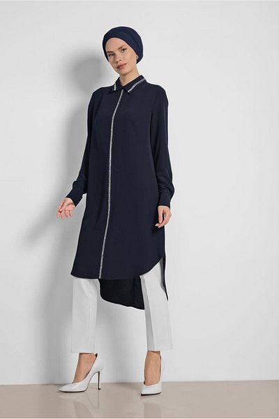 Alvina 4161 Model Stone Embroidered Tunic
