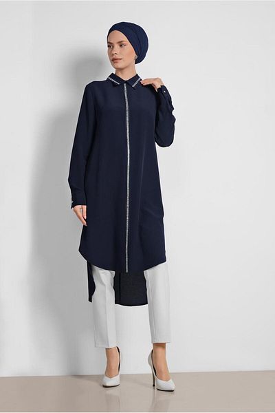 Alvina 4161 Model Stone Embroidered Tunic