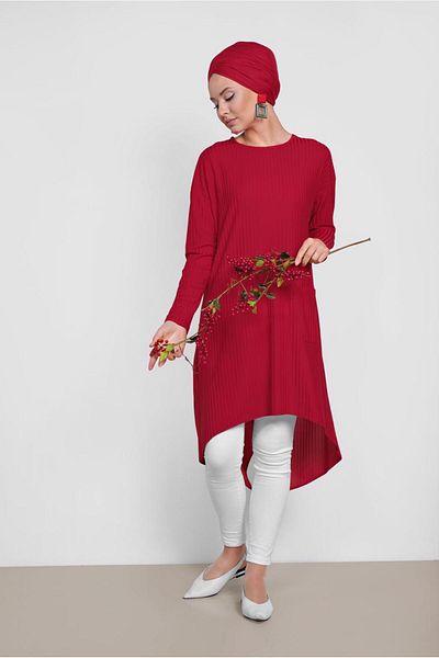 Alvina Tunic with Asymmetrical Cuts and Pocket Detail 4448
