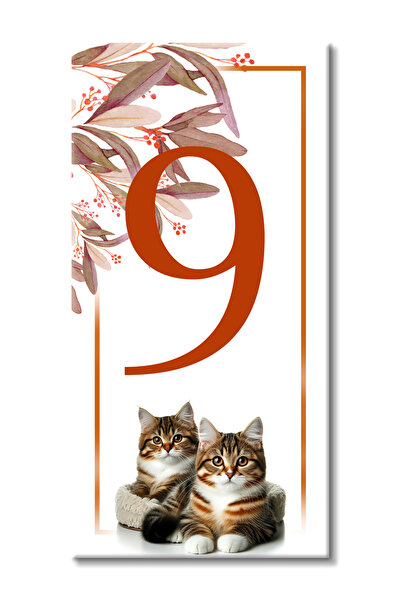 MODA CERO Sevimli Kedili Seramik Kapı Numarası No:9