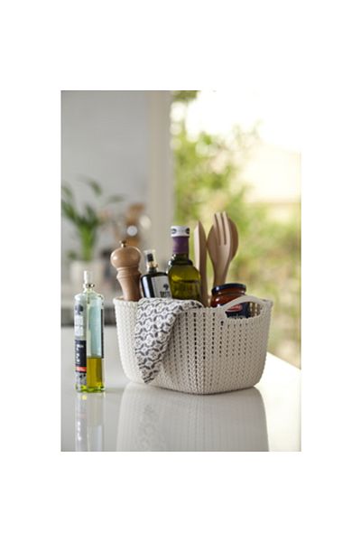 CURVER ,Knit,Small Rectangular Basket,with 2 hand,8L,Off White Color