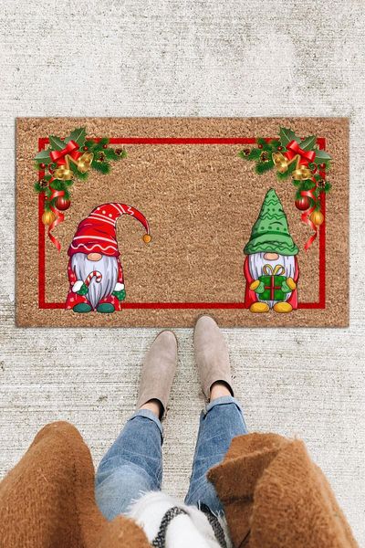 Monnhein Cute Gnomes Door Mat Decor de Anul Nou pentru exterior și interior Covoraș pentru ușă