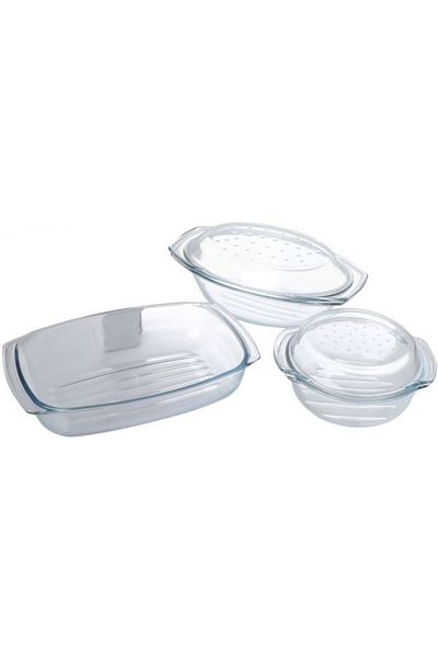 Termisil ,Borosilicate Glass,Ovenware,Set 5-Pcs,(1,7 L+2,9L+2,5L),Suitable For All Stove,Oven.