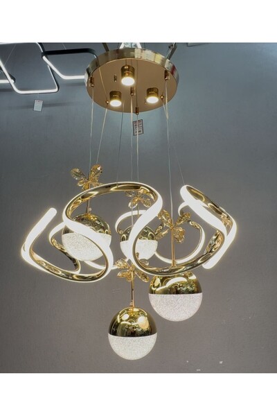 esenavize 4 Toplu , 3 Renkli  Modern  Gold Kaplamalı  Led Avize garantili