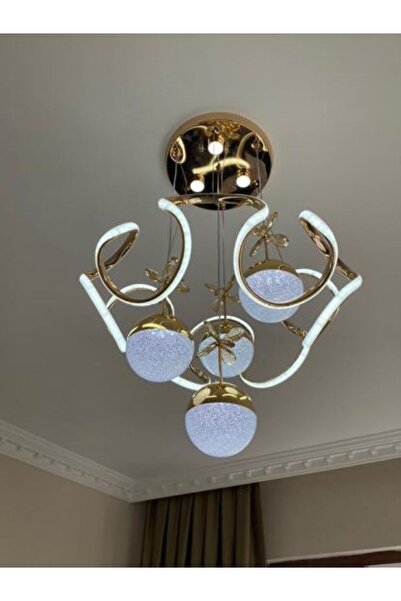 esenavize 4 Toplu , 3 Renkli  Modern  Gold Kaplamalı  Led Avize garantili