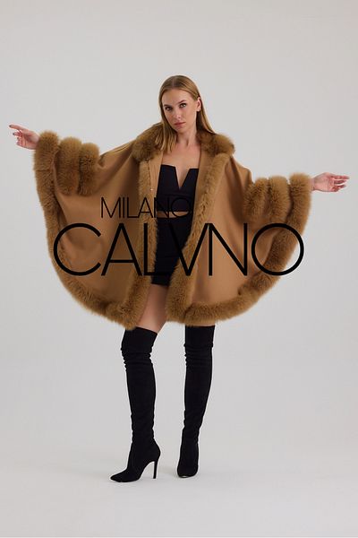 Milano Calvino Furry Cashmere Poncho