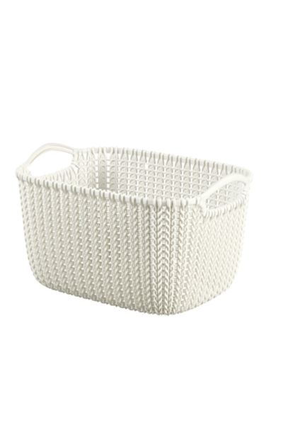 CURVER ,Knit,Small Rectangular Basket,with 2 hand,8L,Off White Color