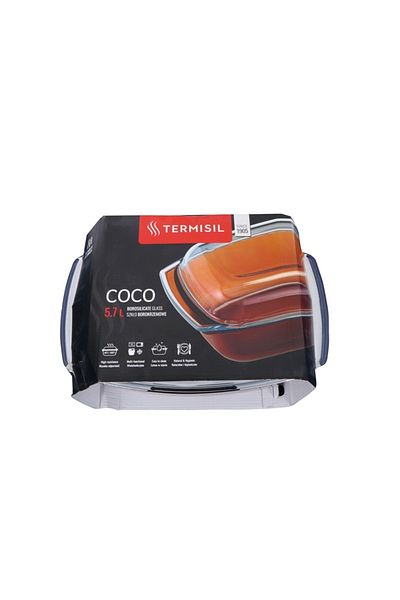 Termisil ,Borosilicate glass,Rectangular Casserole,with Lid,5.7L,Brown Color,Suitable for all Stove.