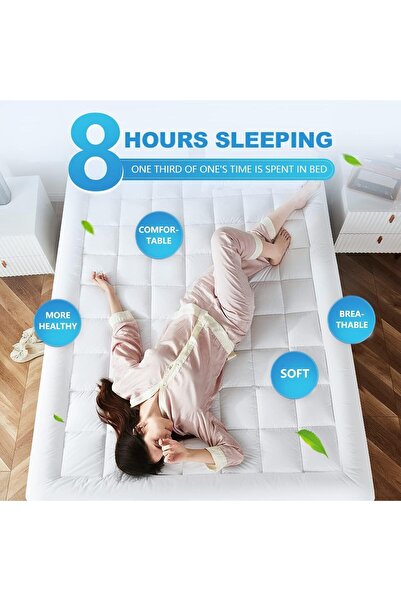 KOZZY HOME 1000 Gr Fluffy Sleeping Pad for Firm Mattresses with Four Corner Elastic, Orthopedic, 2 Pillow Cases as a Gift