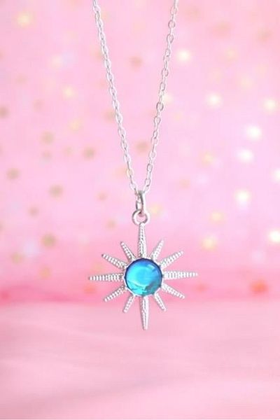 Touz Moda Silver Color Blue Stone North Star Imported Necklace