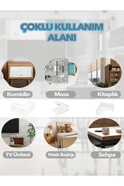 GenelTedarik Clear White Table Corner Protector
