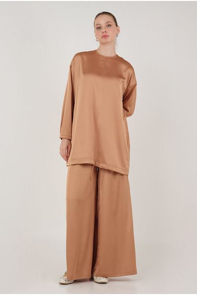 HEQA Set de bază din satin de culoare somon