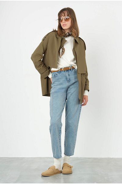 HEQA Oil Green Trench Coat - Windbreaker Detailed