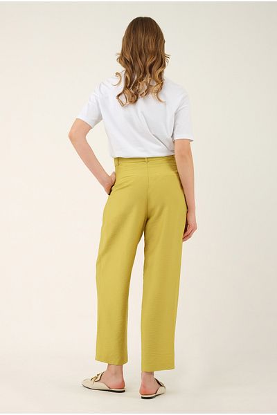 HEQA Pantaloni plisați în talie verde acid
