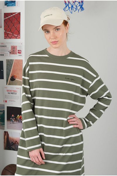 HEQA Sweat lung, verde, cu dungi groase