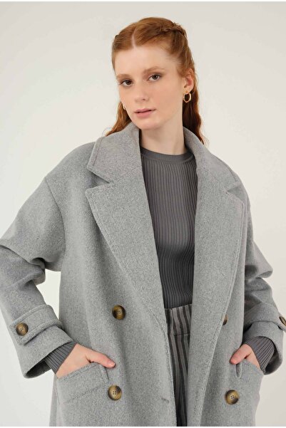 HEQA Kolu Apolet Detaylı Kaban Gri