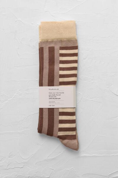 HEQA Patterned Knee Socks Beige