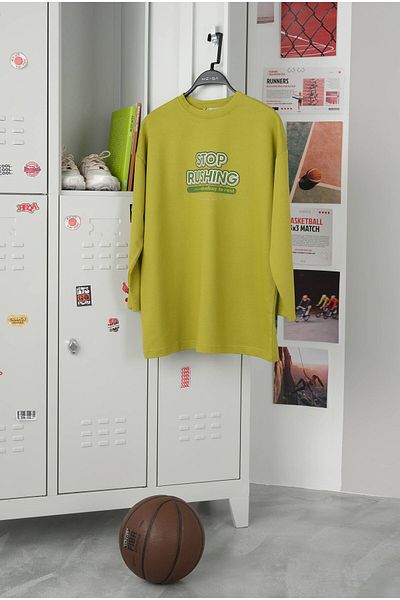 HEQA Tricou verde fistic cu gât crew de 70 cm