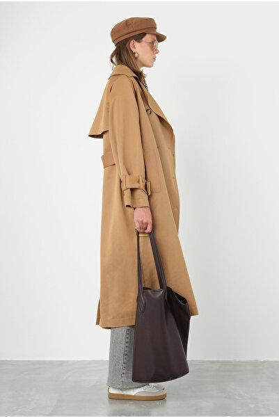 HEQA Kemeri Tokalı Trençkot Camel