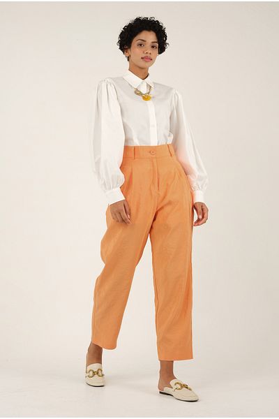 HEQA Pantaloni perla - Strass interior cu model pepene galben
