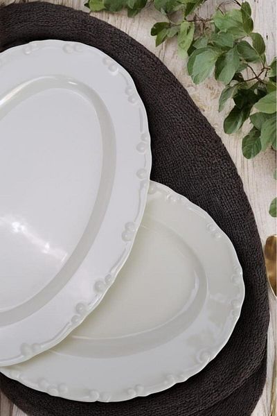 Digithome Liana 2-Piece 30 cm Porcelain Boat Plate Cream Tl 4012321   C320.225