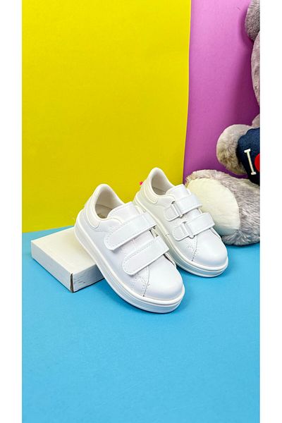 Nstil Denní unisex bílé tenisky prošívání na suchý zip Detailní tlustá podrážka Pohodlná lehká sportovní obuv 525Pf
