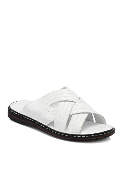 Tergan Beyaz Deri Erkek Terlik - E23Y1TR56269-A26