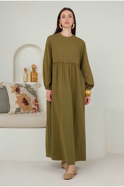 HEQA Rochie de muselină verde ulei