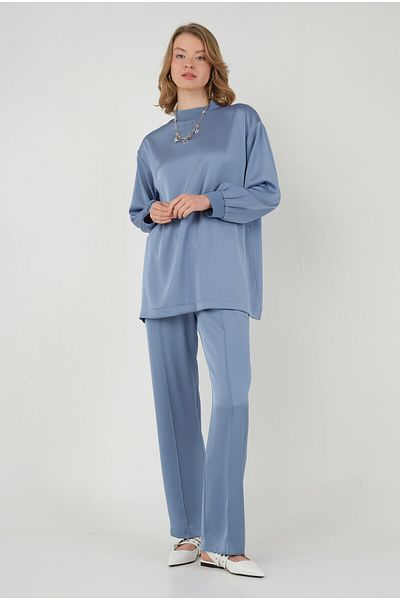 HEQA Light Blue Satin Set - Ribbed