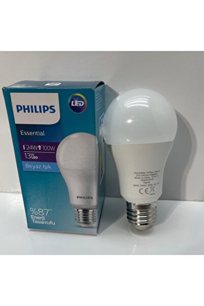 Philips Essential 13 W 6500K Beyaz Işık E27 LED Ampul 2 Adet