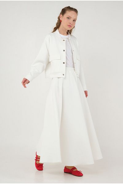 HEQA Scuba Flared Φούστα Off White