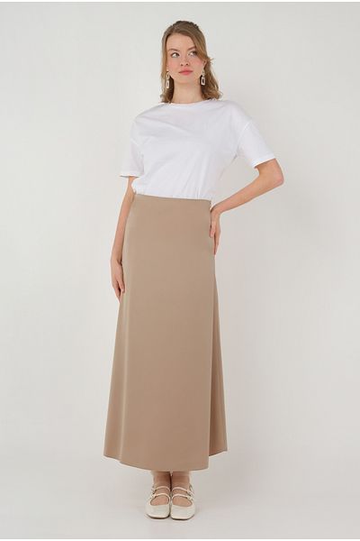 HEQA Fusta din satin Camel deschis